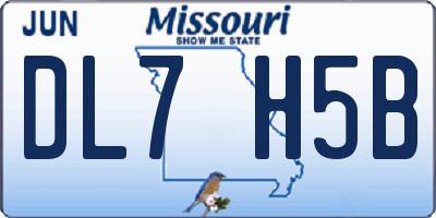 MO license plate DL7H5B