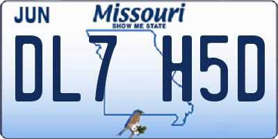 MO license plate DL7H5D