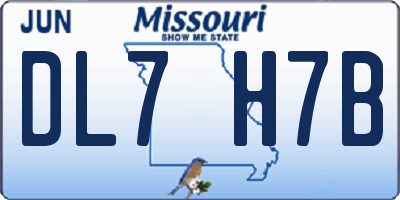 MO license plate DL7H7B