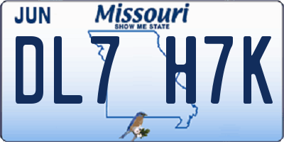 MO license plate DL7H7K