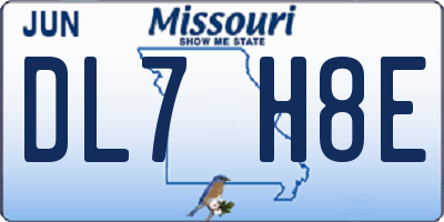 MO license plate DL7H8E