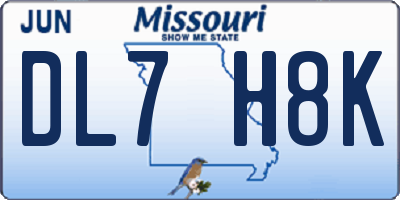 MO license plate DL7H8K
