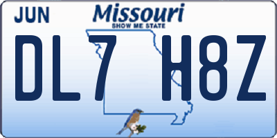MO license plate DL7H8Z