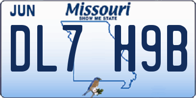 MO license plate DL7H9B