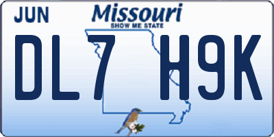 MO license plate DL7H9K