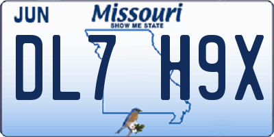 MO license plate DL7H9X