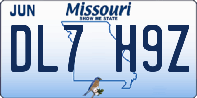 MO license plate DL7H9Z