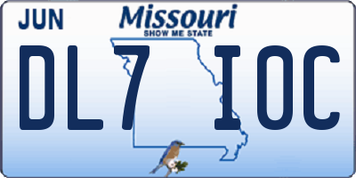 MO license plate DL7I0C