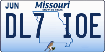 MO license plate DL7I0E