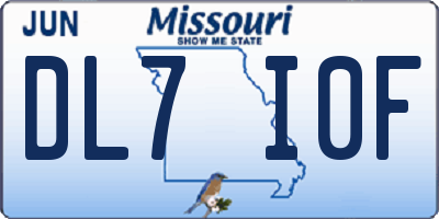 MO license plate DL7I0F