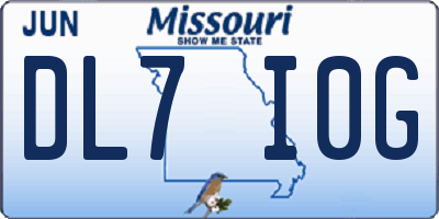 MO license plate DL7I0G
