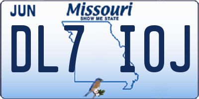 MO license plate DL7I0J