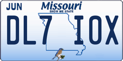 MO license plate DL7I0X
