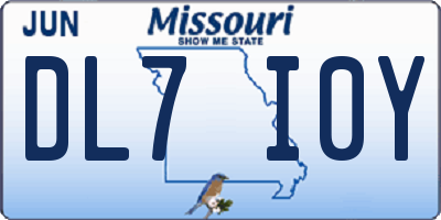MO license plate DL7I0Y
