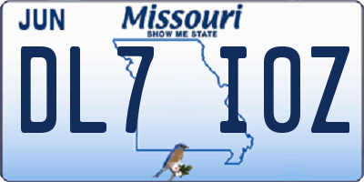 MO license plate DL7I0Z