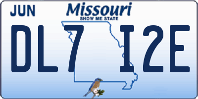 MO license plate DL7I2E