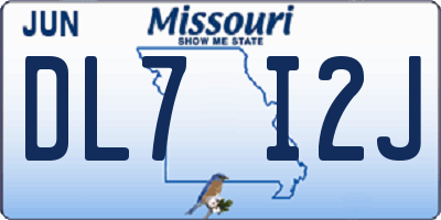 MO license plate DL7I2J