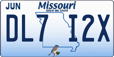 MO license plate DL7I2X