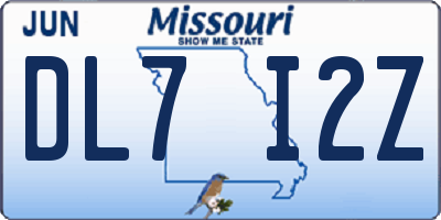 MO license plate DL7I2Z