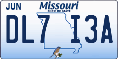MO license plate DL7I3A
