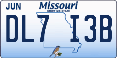 MO license plate DL7I3B
