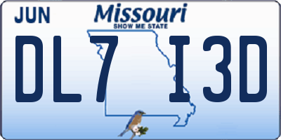 MO license plate DL7I3D