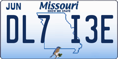MO license plate DL7I3E