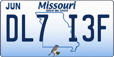MO license plate DL7I3F