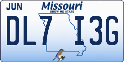 MO license plate DL7I3G