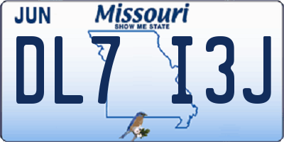 MO license plate DL7I3J