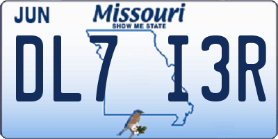 MO license plate DL7I3R