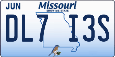 MO license plate DL7I3S