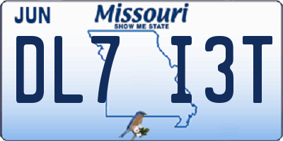MO license plate DL7I3T