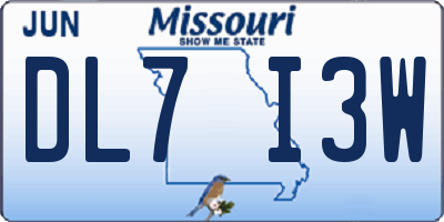 MO license plate DL7I3W