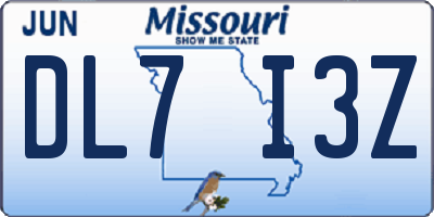 MO license plate DL7I3Z