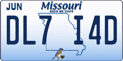 MO license plate DL7I4D