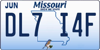 MO license plate DL7I4F