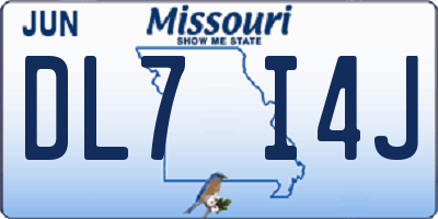 MO license plate DL7I4J