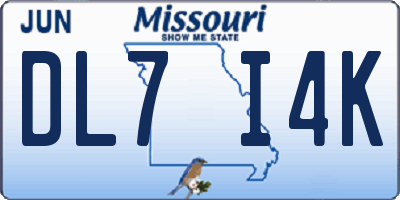 MO license plate DL7I4K