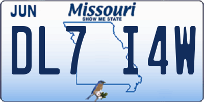 MO license plate DL7I4W