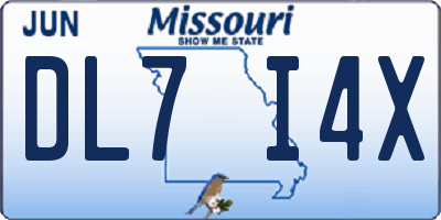 MO license plate DL7I4X