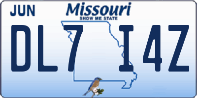 MO license plate DL7I4Z