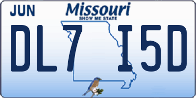 MO license plate DL7I5D