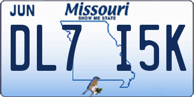 MO license plate DL7I5K