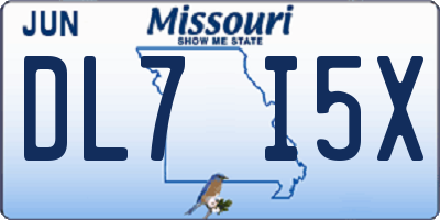 MO license plate DL7I5X
