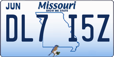 MO license plate DL7I5Z