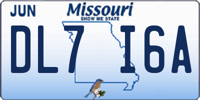 MO license plate DL7I6A