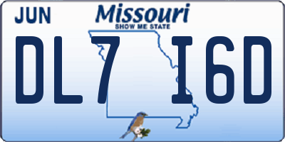 MO license plate DL7I6D