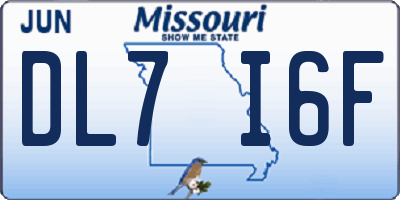 MO license plate DL7I6F