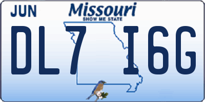 MO license plate DL7I6G